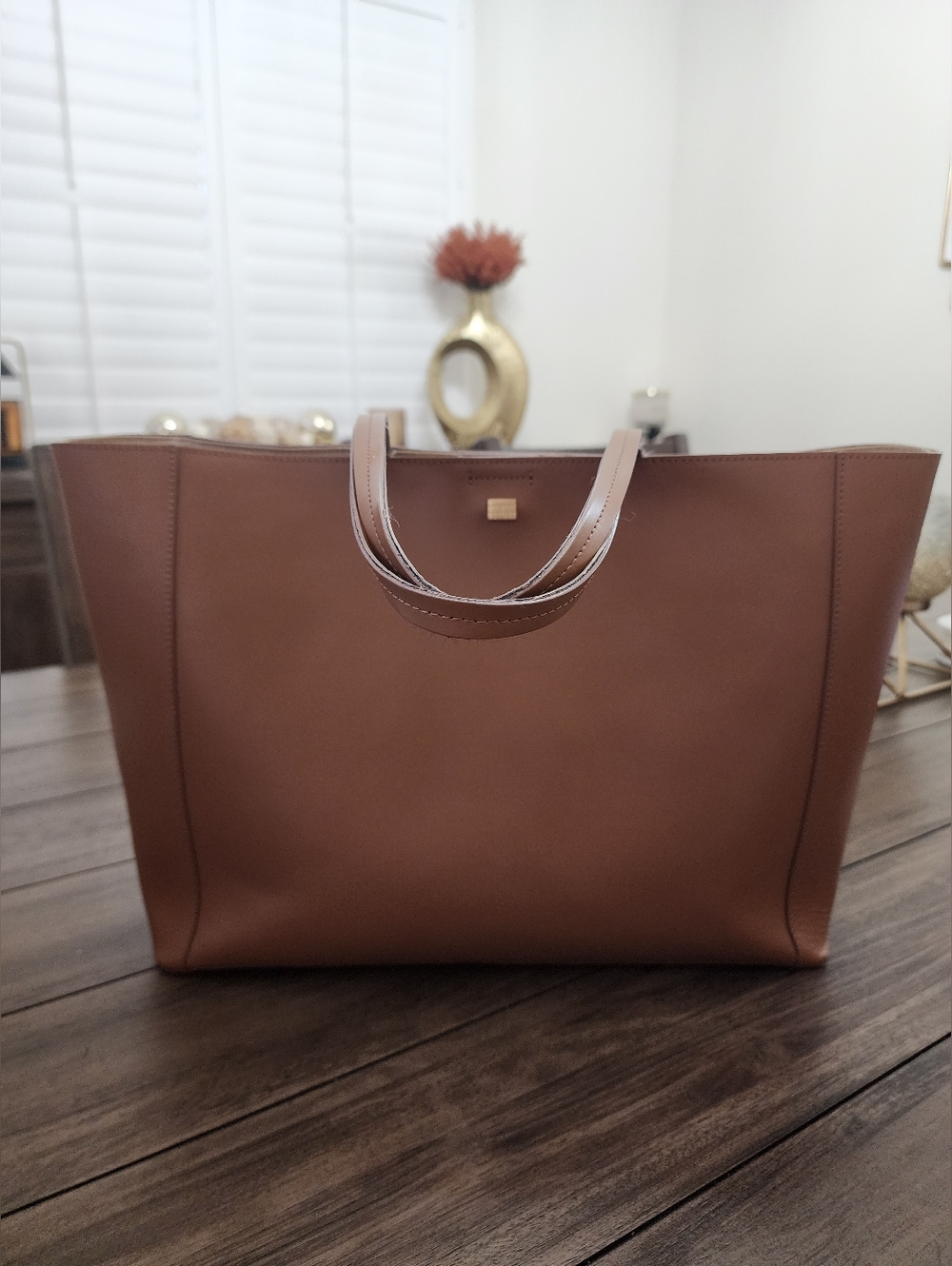 Frame Made In Italy Classic Camel Italian Leather Tote Bag